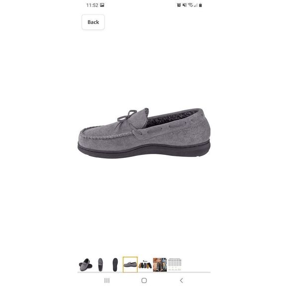 New Men's 11 Grey Homitem Moccasin Memory Foam Slippers House Shoes Indo… - Picture 3 of 12
